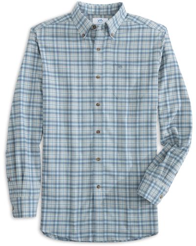 Southern Tide Long Sleeve Flannel Ic Lakewood Plaid Sport Shirt - Blue