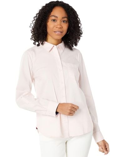 Tommy Hilfiger Button Down Long Sleeve Collared Shirt With Chest Pocket - White