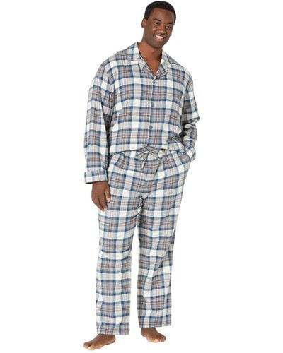 L.L. Bean Scotch Plaid Flannel Pajamas Tall - Blue