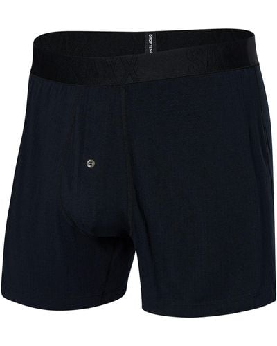 Saxx Underwear Co. Droptemp Cooling Sleep Loose Boxer Fly in Blue for Men