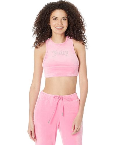 Juicy Couture Cropped Racerback Tank W/ Embellishment - Pink
