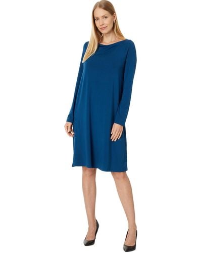 Eileen Fisher Cowl Neck Dress - Blue