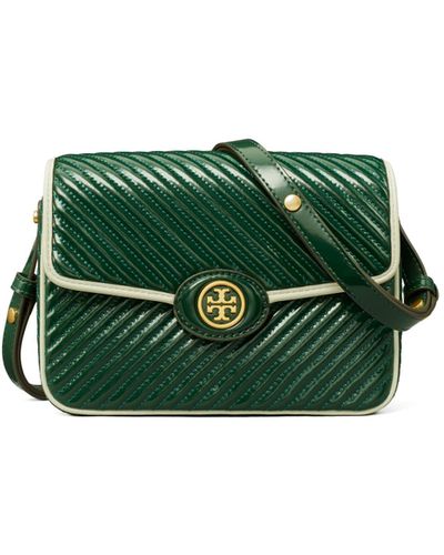 Tory Burch Robinson Puffy Patent Quilted Convertible Shoulder Bag - Green