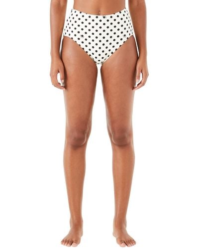 Kate Spade Lia Logo Dot High-waist Bikini Bottoms - White