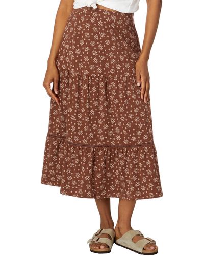 Toad&Co Marigold Tiered Midi Skirt - Orange