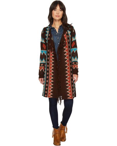 Wrangler Aztec Sweater Cardigan - Brown