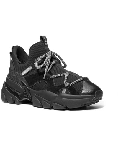 Michael Kors Mk Sahara Mixed-Media Sneaker - Black