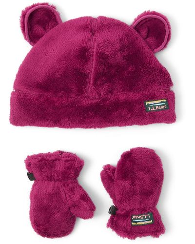 L.L. Bean Hi-pile Ear Hat/mittens Set - Purple