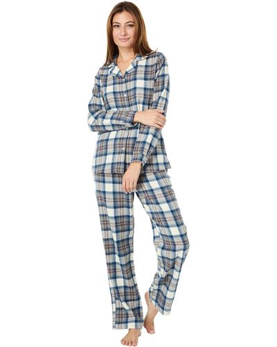 L.L. Bean Scotch Plaid Flannel Pajamas Plaid - Blue