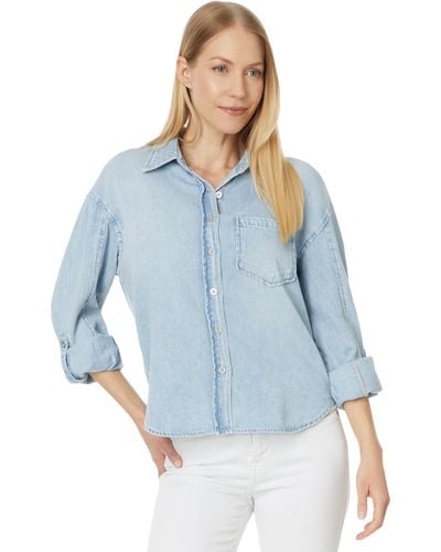 Kut From The Kloth Leighton - Long Sleeve Button Down With Patch Pocket - Blue