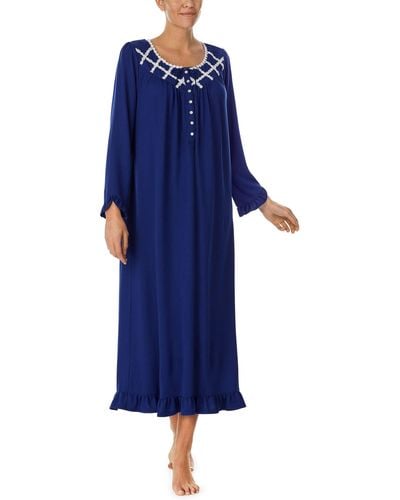 Eileen West Long Sleeve Sweater Knit Ballet Gown - Blue