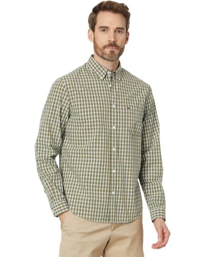 Lacoste Long Sleeve Regular Fit Plaid Casual Button-down Shirt - Green