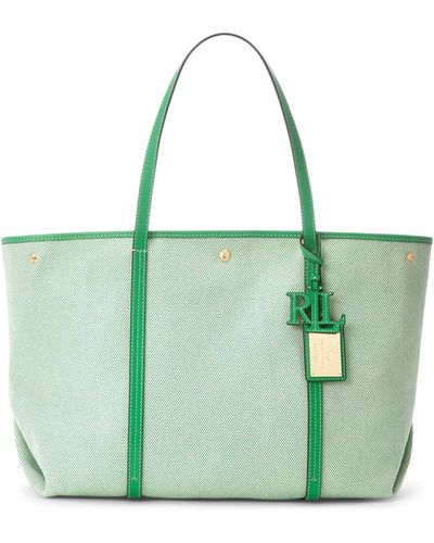 Lauren by Ralph Lauren Canvas Leather Extra-large Emerie Tote - Green