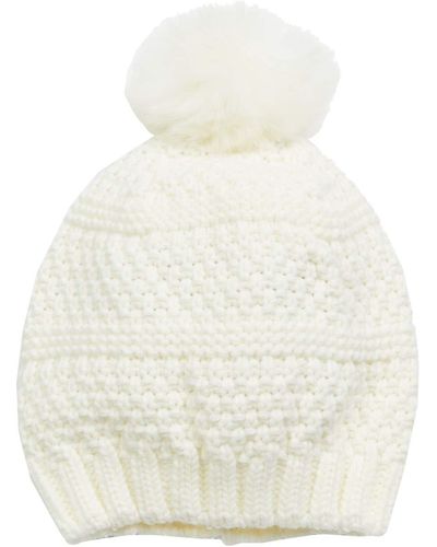 San Diego Hat Knit Beanie W/ Faux Fur Pom - White