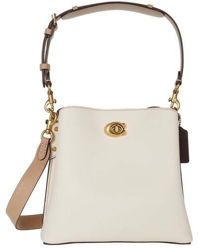 COACH Color-block Leather Willow Bucket 24 - White
