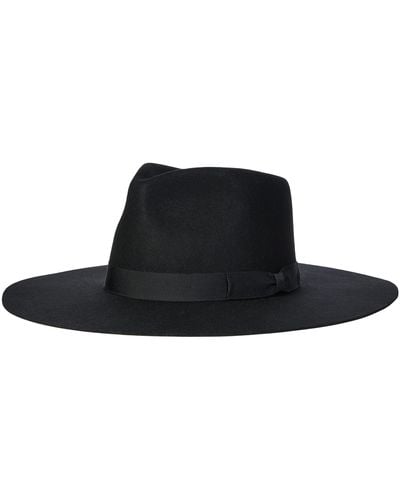 San Diego Hat Company Wool Felt Stiff Brim Fedora W/ Bow Trim - Black