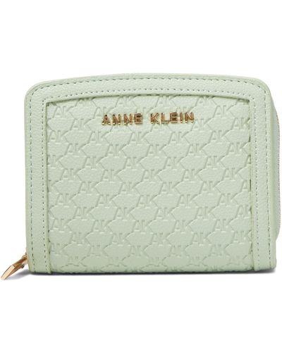 Anne Klein Small Curved Embossed Logo Wallet - Green