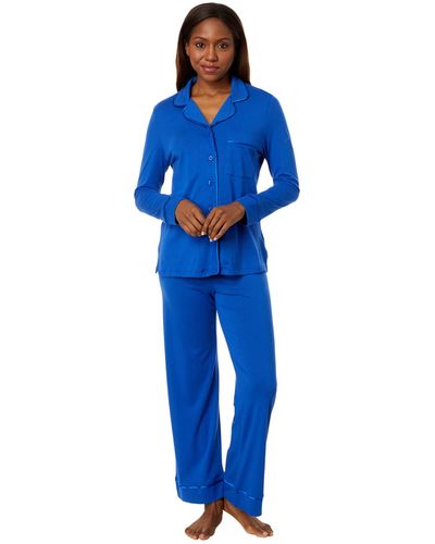 Cosabella Amore Petite Long Sleeve Top Pant Pajama Set - Blue