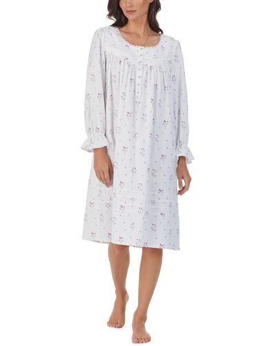 Eileen West Cotton Flannel Long Sleeve Waltz Gown - Gray