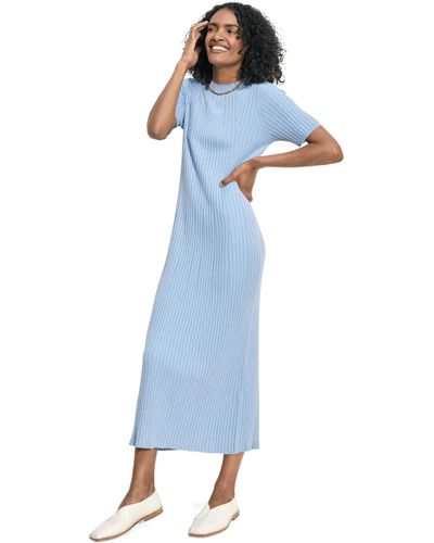 Varley Maeve Rib Knit Midi Dress - Blue