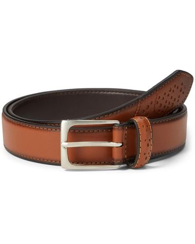 Florsheim Full Grain Leather Belt With Wing Tip Style Tail 32mm - Brown