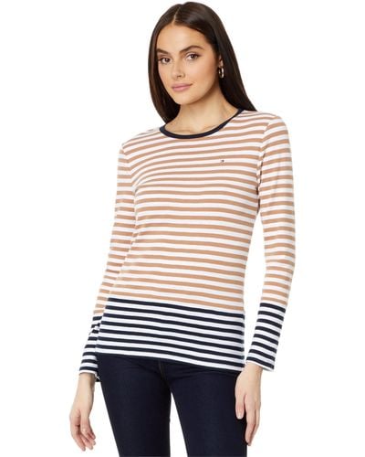 Tommy Hilfiger Long Sleeve Color-block Stripe Tee - White