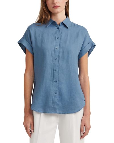 Lauren by Ralph Lauren Linen Dolman-sleeve Shirt - Blue