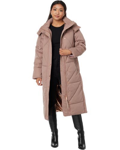 Avec Les Filles Coat Hooded Maxi Puffer - Brown