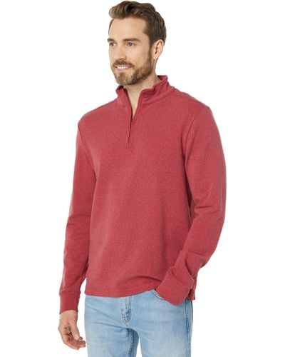 Southern Tide Long Sleeve Backrush Heather Micro Stripe 1/4 Zip - Red