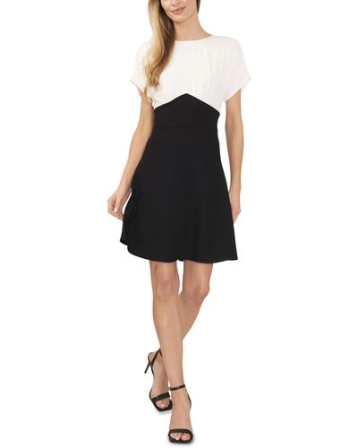 Cece Short Sleeve Colorblock Corset Effect Dress - Black