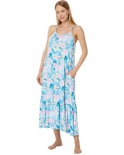 Tommy Bahama Tropical Sleeveless Maxi Gown - Blue