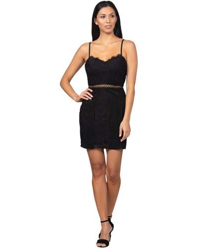Bebe Lace Velvet Mini Dress - Black