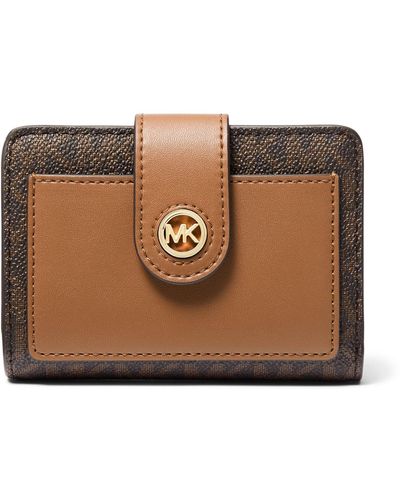 MICHAEL Michael Kors Mk Charm Small Tab Compact Pcoket Wallet - Brown