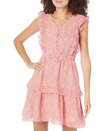 Betsey Johnson Queen Of Hearts Chiffon Mini Dress - Pink