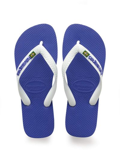 Havaianas Brazil Logo Unisex Flip Flops - Blue