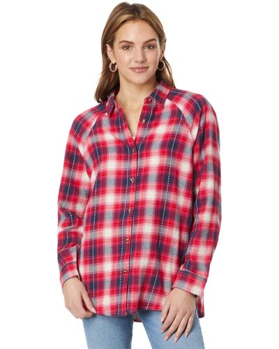 Lucky Brand Oversized Plaid Tunic - Red