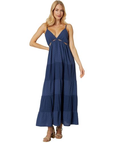 Lucky Brand Cutout Sleeveless Tiered Maxi Dress - Blue