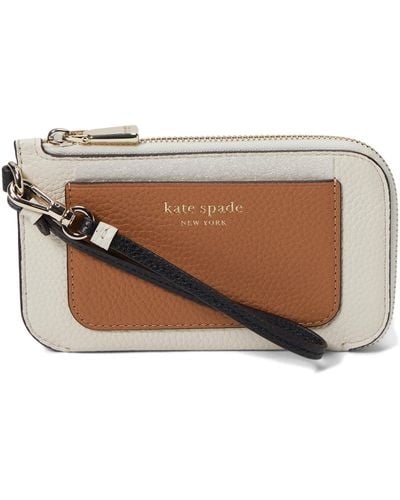 Kate Spade Ava Colorblocked Pebbled Leather Coin Card Case Wristlet - White