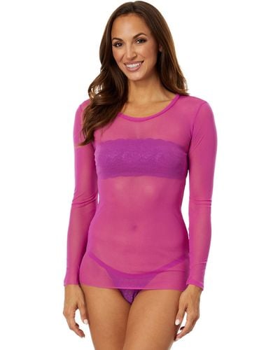 Only Hearts Tulle Long Sleeve Crew Neck - Purple