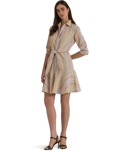 Lauren by Ralph Lauren Striped Tie-waist Broadcloth Shirtdress - Natural