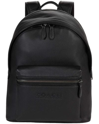 COACH Charter Backpack In Refined Pebbled Leather - Black