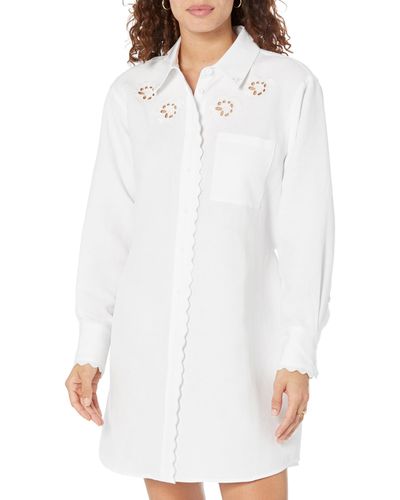 7 For All Mankind Scallop Shirtdress - White
