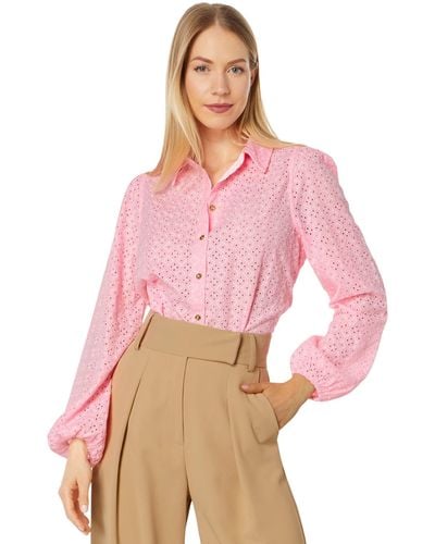 Lilly Pulitzer Sea Breeze Eyelet Button-down - Pink