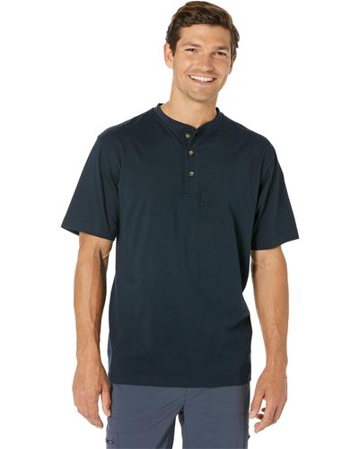 L.L. Bean Carefree Unshrinkable Henley T-shirt Short Sleeve - Blue