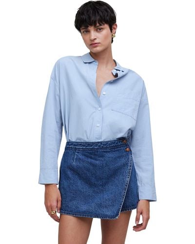 Madewell Wrap Micro Mini Skirt In Haworth Wash - Blue