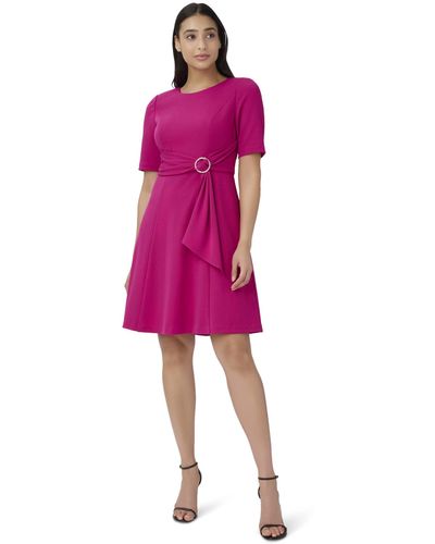 Adrianna Papell Stretch Crepe Tie Front Dress With High-low Hem - Pink