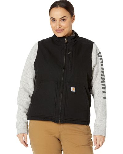 Carhartt Relaxed Fit Washed Duck Sherpa-lined Mock-neck Vest in