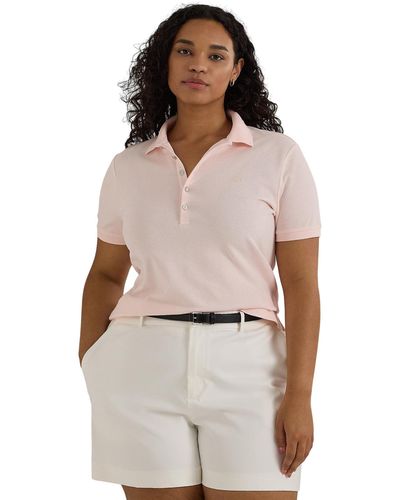 Lauren by Ralph Lauren Plus-size Stretch Pique Polo Shirt - Pink