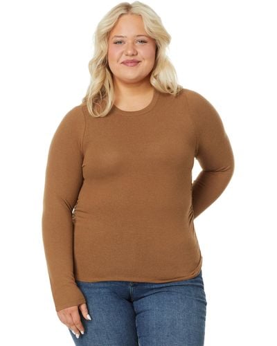 Madewell Plus Brushed Jersey Ruched Long-sleeve Tee - Brown