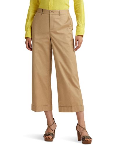 Lauren by Ralph Lauren Petite Pleated Cotton Twill Cropped Pants - Natural